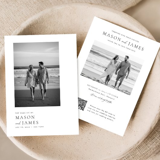 Invitation Budget Simple élégant QR Code Mariage photo