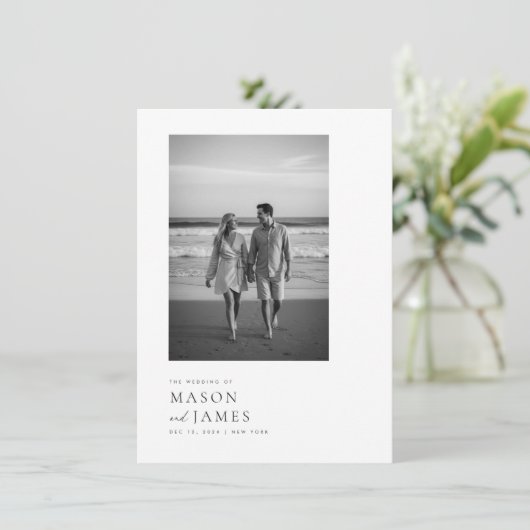 Invitation Budget Simple élégant QR Code Mariage photo (Debout devant)