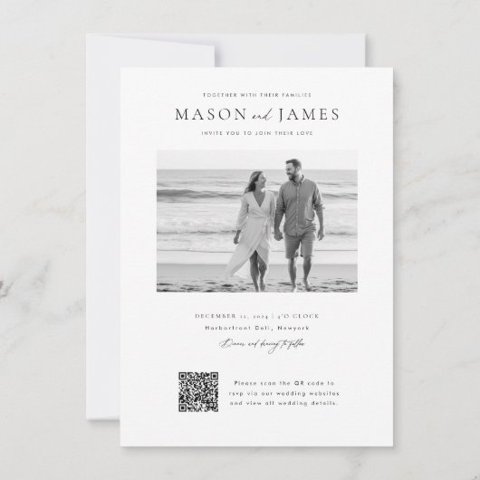 Invitation Budget Simple élégant QR Code Mariage photo (Dos)