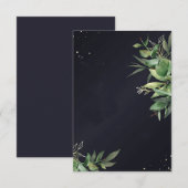 Invitation Budget simple Élégante verdure sur noir mariage  (Devant / Derrière)