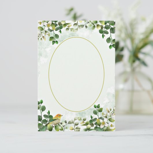 Invitation Budget simple Eucalyptus en vert et or pour mariag (Debout devant)