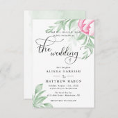 Invitation Budget Simple Eucalyptus Feuille Mariage vert (Devant / Derrière)