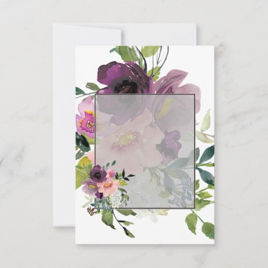 Invitation Budget simple Fleurs rose et violet mariage  (Devant)