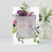 Invitation Budget simple Fleurs rose et violet mariage  (Debout devant)