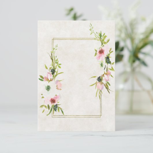 Invitation Budget simple Mariage floral rose et blanc  (Debout devant)
