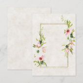 Invitation Budget simple Mariage floral rose et blanc  (Devant / Derrière)