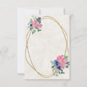 Invitation Budget simple Mariage floral rose et bleu (Devant)