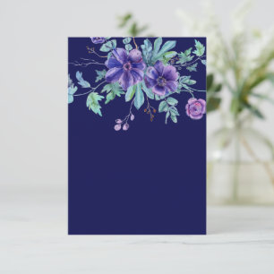 Invitation Budget simple Mariage floral violet et bleu 