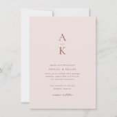Invitation Budget Simple Moderne Blush Brown Monogramme Maria (Devant)