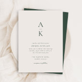 Invitation Budget Simple Moderne Crème Vert Monogramme Mariag