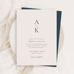 Invitation Budget Simple Moderne Marine Bleu Monogramme Maria