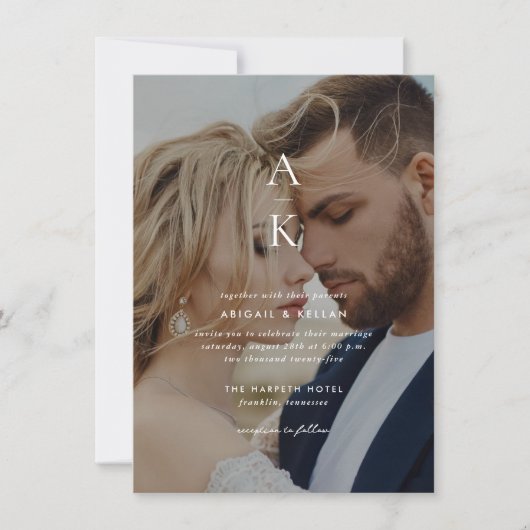Invitation Budget Simple Moderne Monogramme Mariage photo (Devant)