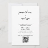 Invitation Budget Simple Moderne Script QR code Mariage photo (Devant)