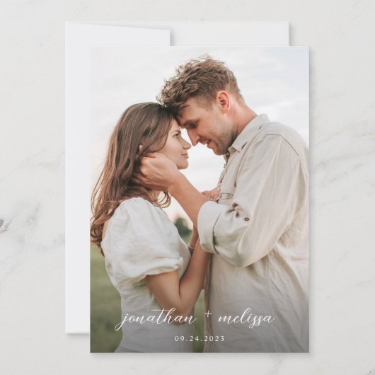 Invitation Budget Simple Moderne Script QR code Mariage photo (Dos)