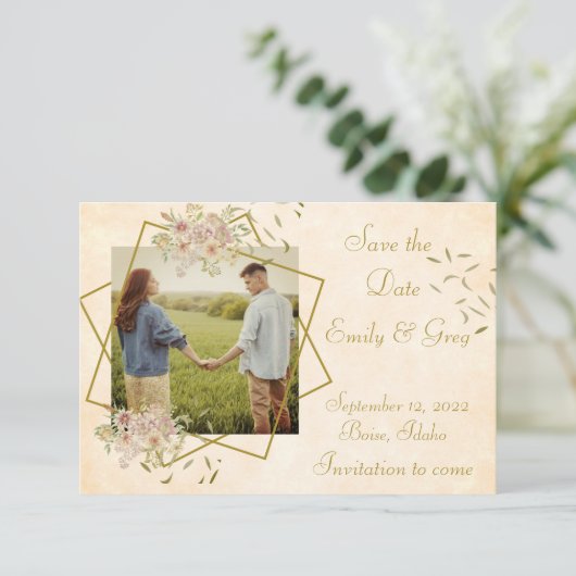 Invitation Budget Style de pays romantique enregistrer la dat (Debout devant)