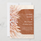 Invitation BUDGET Terracotta Coral Pampas Grass Mariage (Devant)