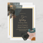 Invitation BUDGET Tones de Terre Mariage Abstrait (Devant / Derrière)