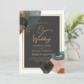 Invitation BUDGET Tones de Terre Mariage Abstrait (Debout devant)