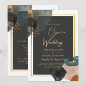 Invitation BUDGET Tones de Terre Mariage Abstrait (Devant / Derrière)