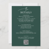 Invitation Budget tout en un + code QR Emerald Green Mariage (Dos)