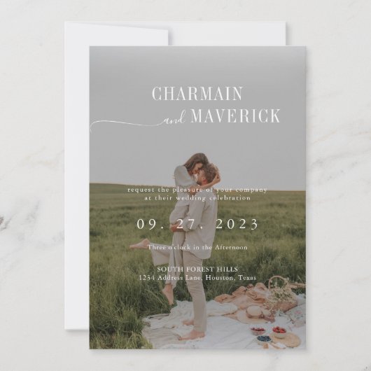 Invitation Budget tout en un + code QR Sage Green Mariage (Devant)