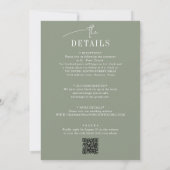 Invitation Budget tout en un + code QR Sage Green Mariage (Dos)