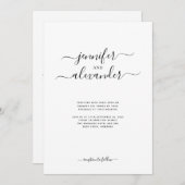 Invitation Budget tout en un Mariage de calligraphie chic (Devant / Derrière)