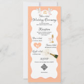 Invitation Budget Tout en un script moderne Peach Fuzz Mariag (Dos)