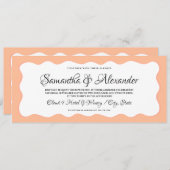 Invitation Budget Tout en un script moderne Peach Fuzz Mariag (Devant / Derrière)