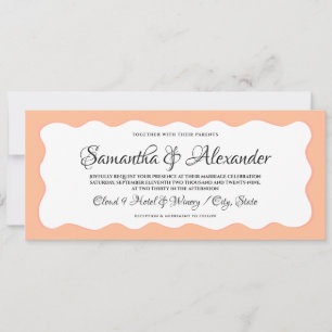 Invitation Budget Tout en un script moderne Peach Fuzz Mariag