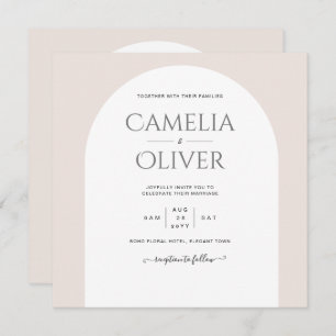 Invitation BUDGET Typographie moderne Arche minimaliste Maria