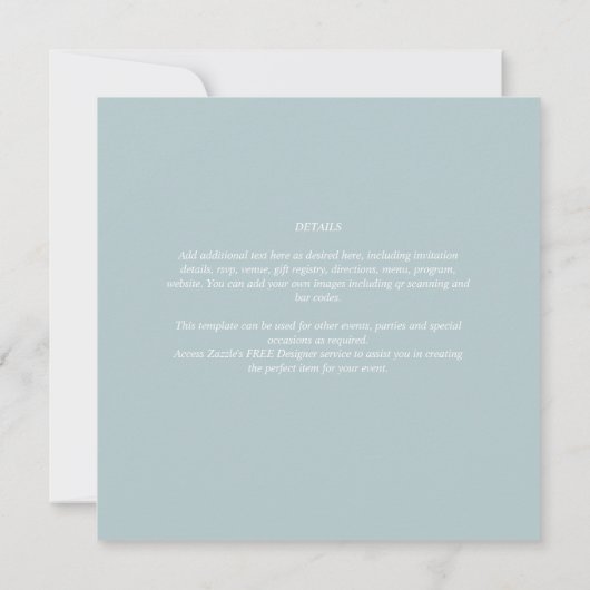 Invitation BUDGET Verre de mer Sage vert Mariage monochrome (Dos)