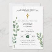 Invitation Budget Vert Eucalyptus Mariage catholique Invitati (Devant)