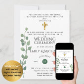 Invitation Budget Vert Eucalyptus Mariage catholique Invitati