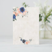 Invitation Budget vide Mariage floral rose et bleu  (Debout devant)