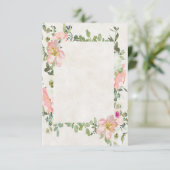 Invitation Budget vierge Cadre de fleurs rose mariage joli  (Debout devant)
