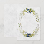 Invitation Budget vierge Cadre floral bleu mariage (Devant / Derrière)