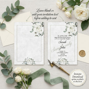 Invitation Budget vierge carton d'invitation mariage floral a