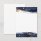 Invitation Budget vierge coups de pinceau mariage bleu et or (Devant / Derrière)