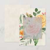 Invitation Budget vierge Élégant mariage floral orange (Devant / Derrière)