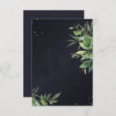 Invitation Budget vierge Élégante verdure sur mariage noir  (Devant / Derrière)