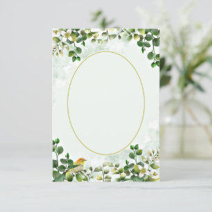 Invitation Budget vierge Eucalyptus en vert et or mariage 