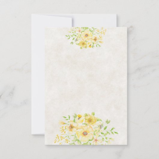 Invitation Budget vierge Fleurs aquarelles jaunes mariage (Devant)