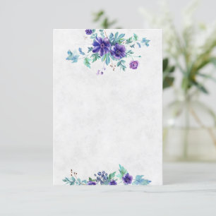 Invitation Budget vierge Fleurs aquarelles violettes mariage 