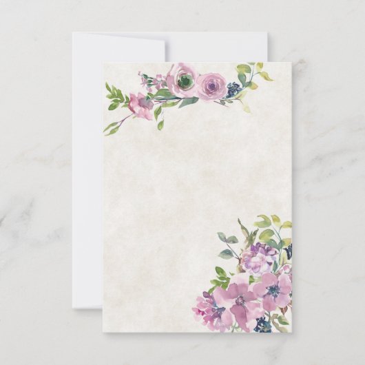 Invitation Budget vierge Fleurs aquarelles violettes mariage (Devant)