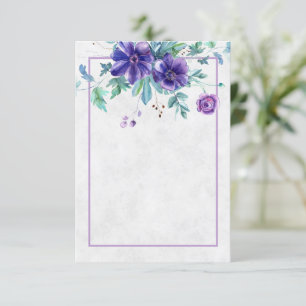 Invitation Budget vierge Fleurs aquarelles violettes mariage 