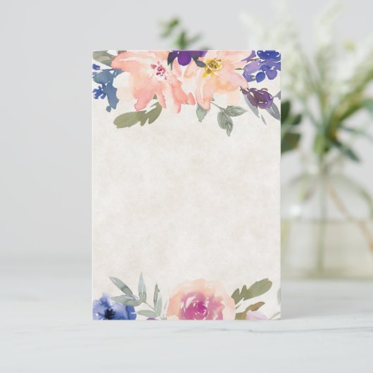 Invitation Budget vierge Fleurs orange et bleues de mariage  (Debout devant)