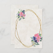 Invitation Budget vierge Fleurs rose et bleu mariage (Devant / Derrière)