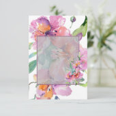 Invitation Budget vierge Fleurs rose et violet mariage (Debout devant)