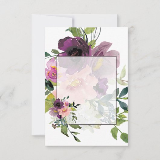 Invitation Budget vierge Fleurs roses et violettes mariage  (Devant)